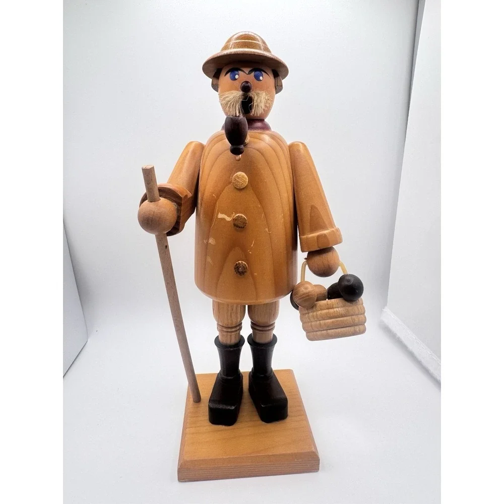 German Wooden Incense Smoker Mushroom Hunter Woodsman 8